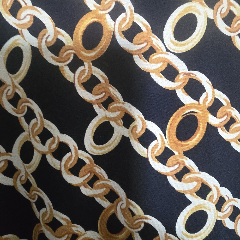 Calvin Klein Chain Faux Wrap Black Gold Chain Pattern Dress Size 4 EUC - Picture 11 of 12